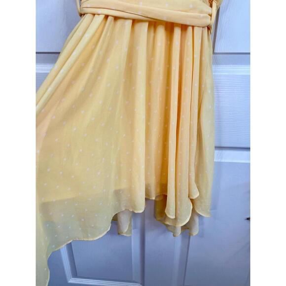 HABITUAL Yellow Polka Dot Puff Sleeve Tie Waist One Shoulder Dress Girls Size 16 - Picture 3 of 10